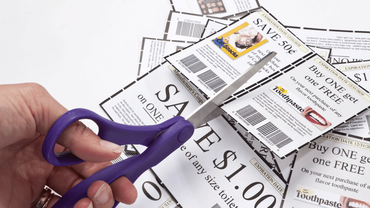 Side-by-side visuals of a store coupon and a manufacturer coupon