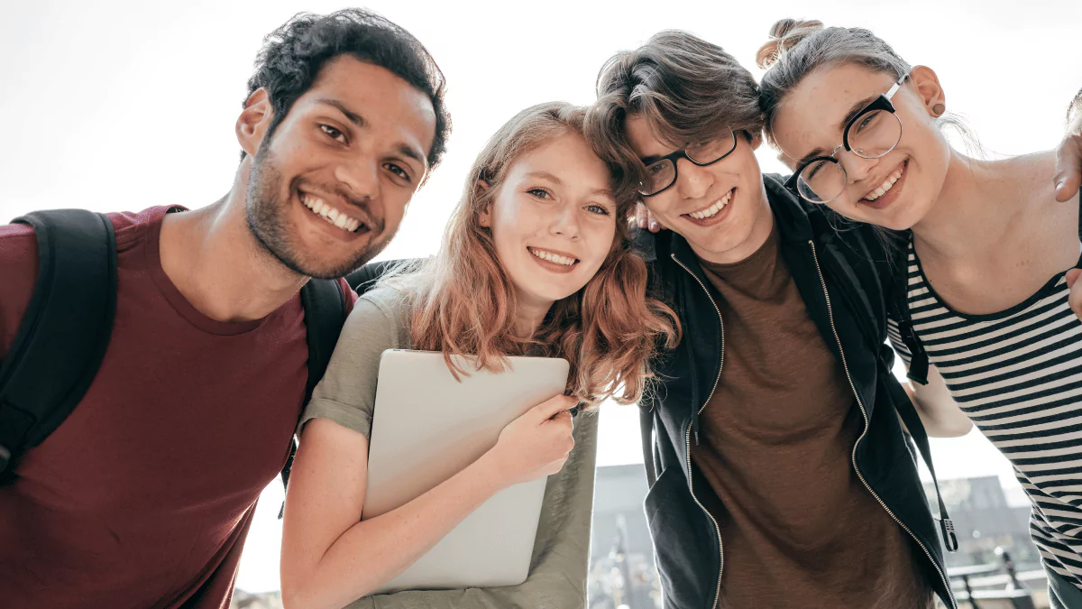 a group of people posing for a photo