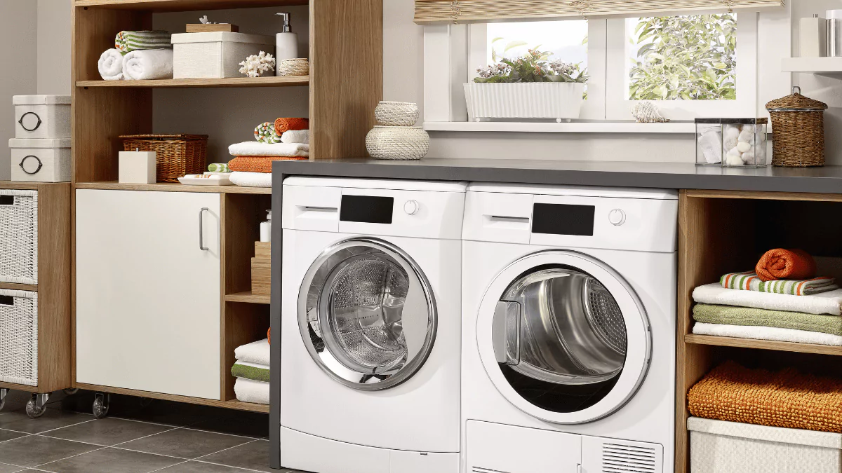 Domestic Laundry Room with Washing Machine and Dryer