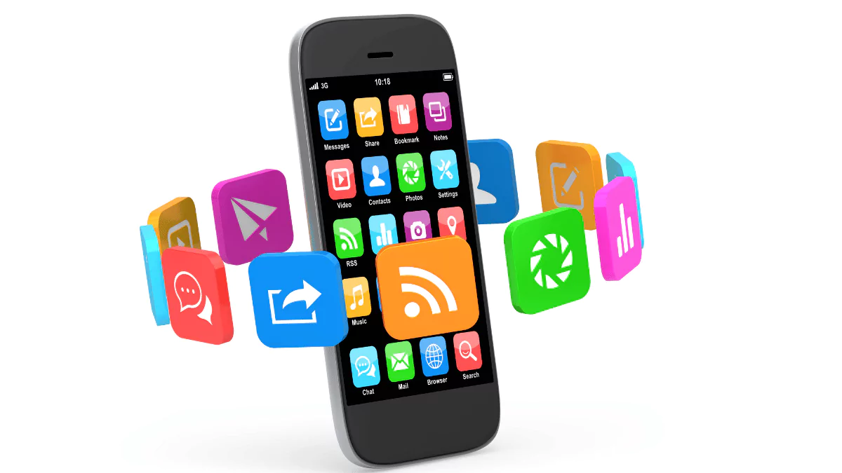 Modern touchscreen smartphone displaying vibrant app icons