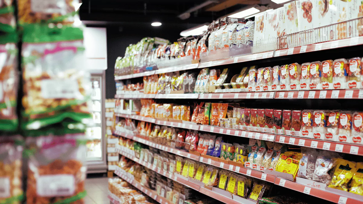 Pantry stocked with bulk-purchased household items